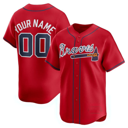 Custom Atlanta Braves Alternate Limited Jersey - Red Baseball Jerseys
