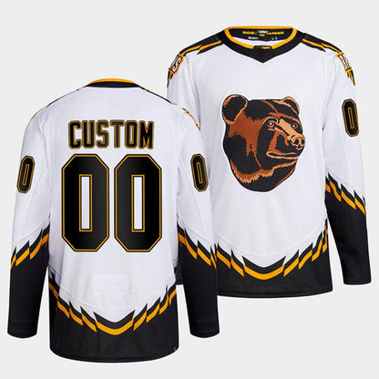 Custom B.Bruins White 2022 Reverse Retro Stitched American Hockey Jerseys CustomName