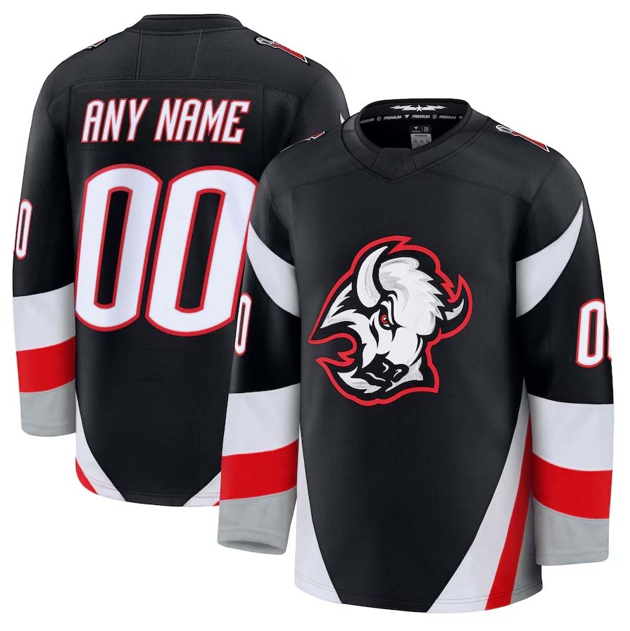 Custom B.Sabres Fanatics Alternate Premium Jersey - Black Stitched American Hockey Jerseys CustomName