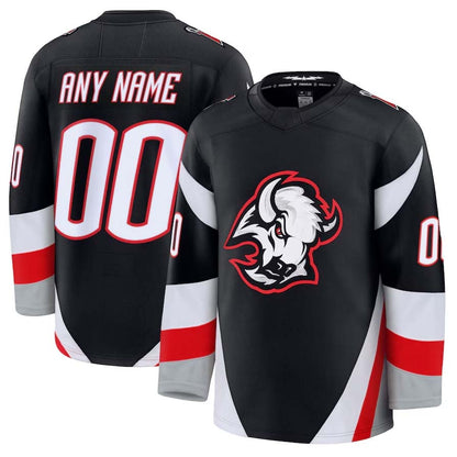 Custom B.Sabres Fanatics Alternate Premium Jersey - Black Stitched American Hockey Jerseys CustomName