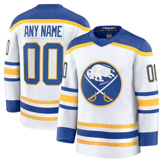 Custom B.Sabres Fanatics Away Premium Jersey - White Stitched American Hockey Jerseys CustomName