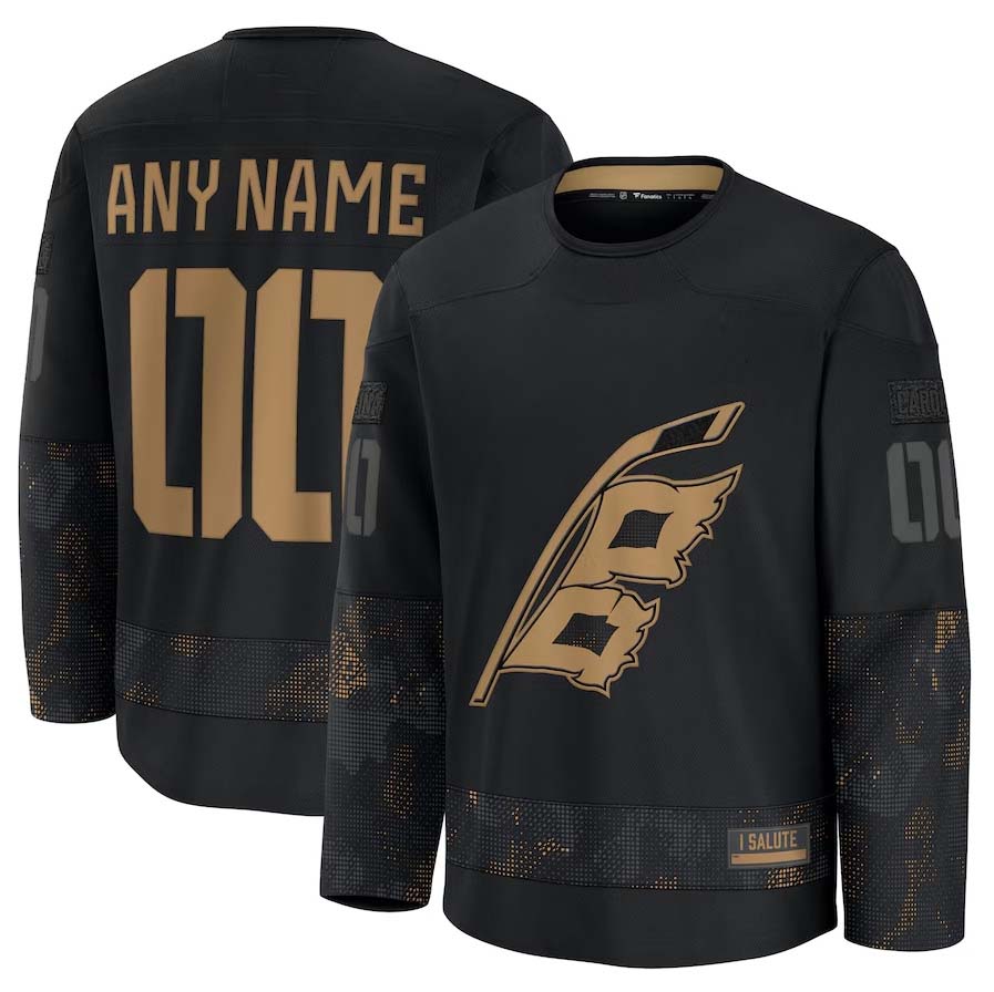 Custom C.Hurricanes Fanatics 2024 Military Appreciation Personalized Long Sleeve Practice Jersey - Black Stitched American Hockey Jerseys CustomName