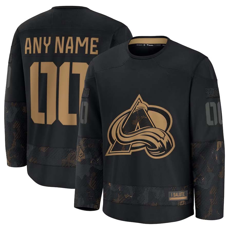 Custom C.Avalanche Fanatics 2024 Military Appreciation Personalized Long Sleeve Practice Jersey - Black Stitched American Hockey Jerseys CustomName