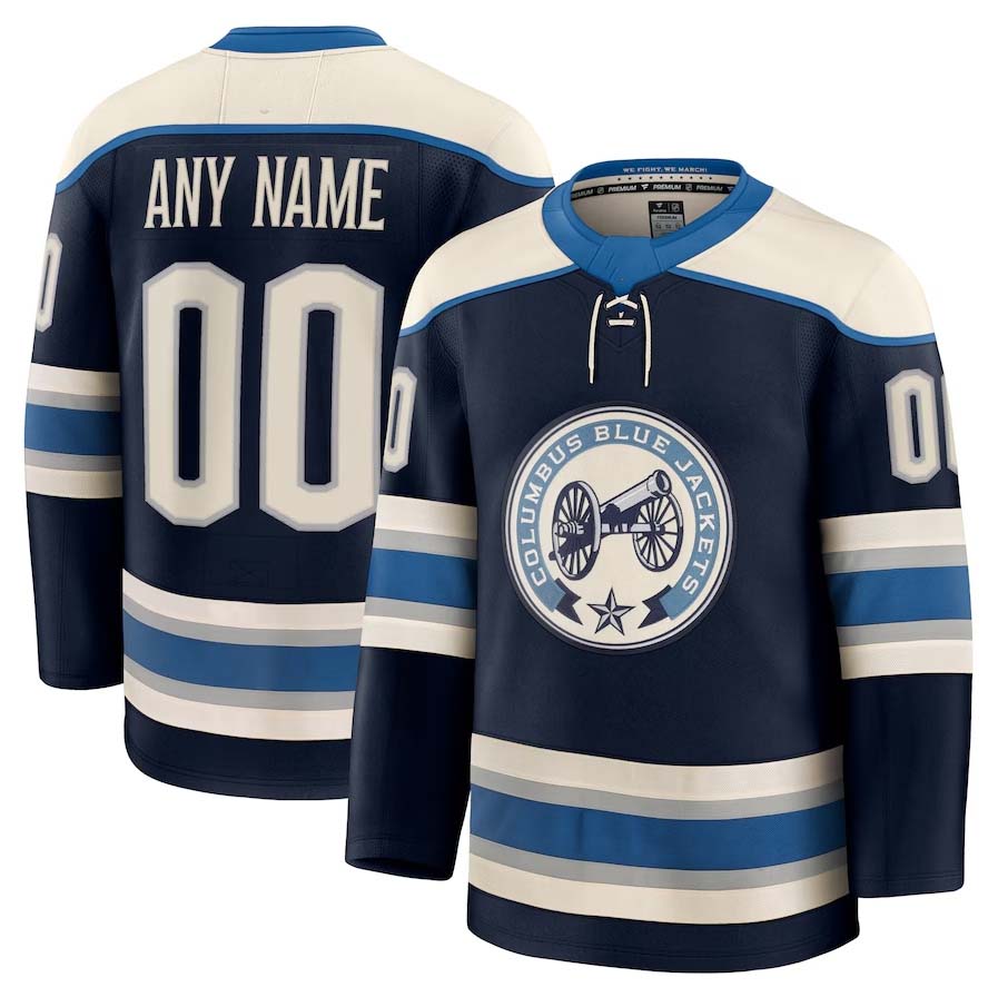Custom C.Blue Jackets Fanatics Alternate Premium Jersey - Navy Stitched American Hockey Jerseys CustomName