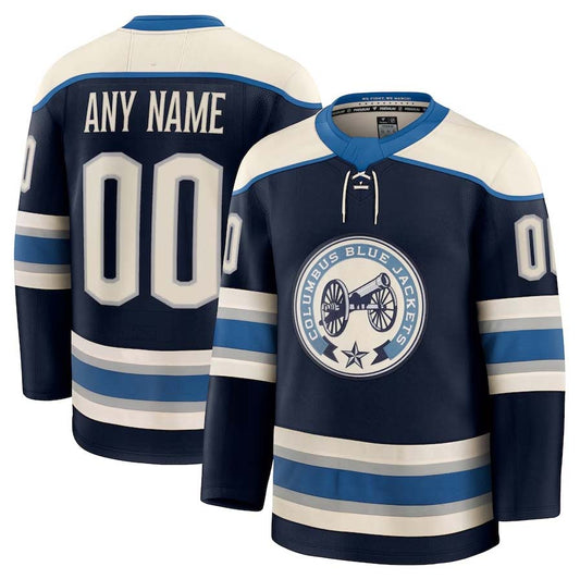 Custom C.Blue Jackets Fanatics Alternate Premium Jersey - Navy Stitched American Hockey Jerseys CustomName