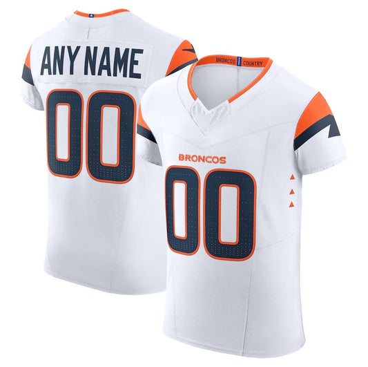 Custom D.Broncos White Vapor F.U.S.E. Elite Stitched Football Jersey