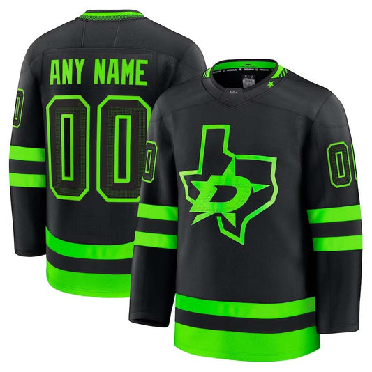 Custom D.Stars Fanatics Alternate Premium Jersey - Black Stitched American Hockey Jerseys CustomName
