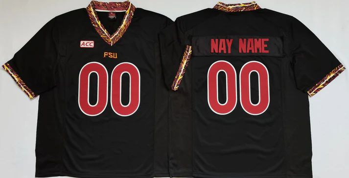 Custom Florida State Seminoles Black Jersey Mens Youth Women Short Sleeve College Jerseys Stitched American Football Jerseys