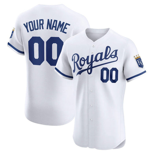 Custom Kansas City Royals Home Elite Jersey ¨C White Stitched Baseball Jersey