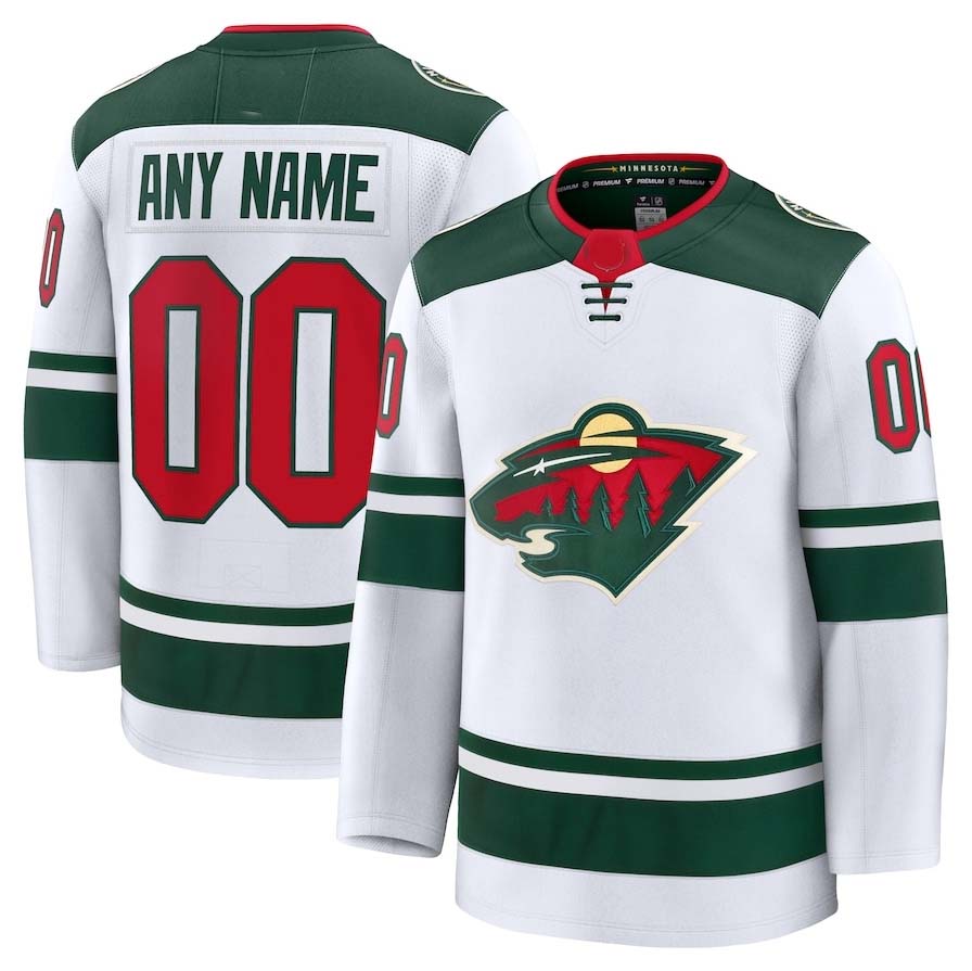 Custom M.Wild Fanatics Away Premium Jersey - White Stitched American Hockey Jerseys CustomName