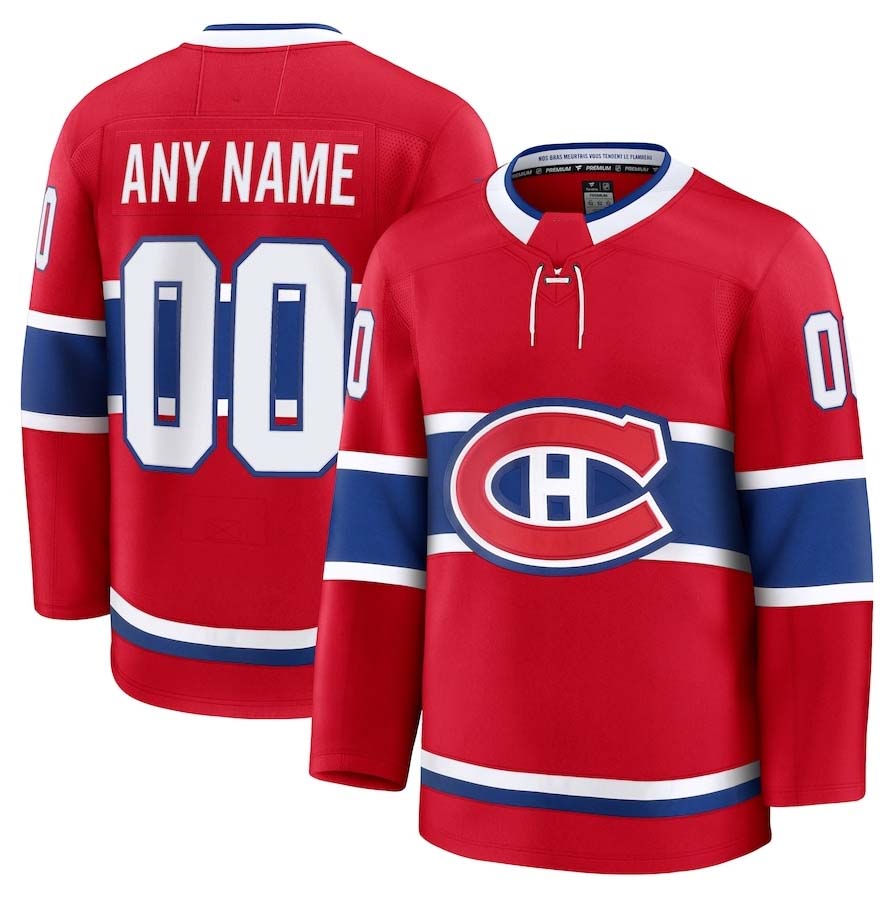Custom M.Canadiens Fanatics Home Premium Jersey - Red Stitched American Hockey Jerseys CustomName