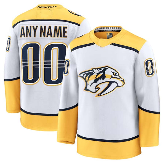 Custom N.Predators  Fanatics Away Premium Jersey - White Stitched American Hockey Jerseys CustomName