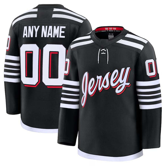 Custom NJ.Devils Fanatics Alternate Premium Jersey - Black Stitched American Hockey Jerseys CustomName