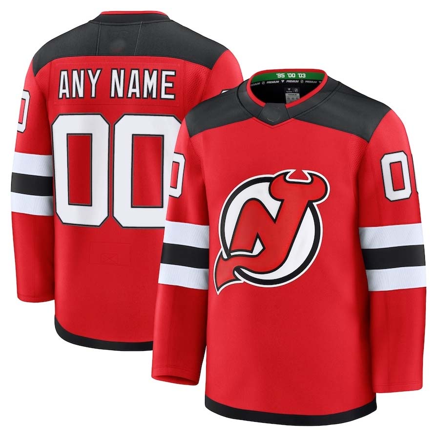 Custom NJ.Devils Fanatics Home Premium Jersey - Red Stitched American Hockey Jerseys CustomName