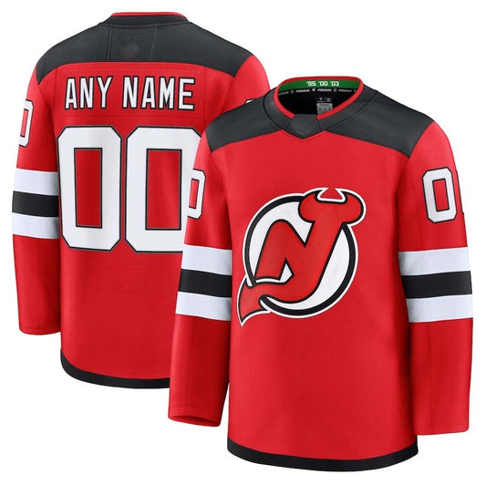 Custom NJ.Devils Fanatics Home Premium Jersey - Red Stitched American Hockey Jerseys CustomName