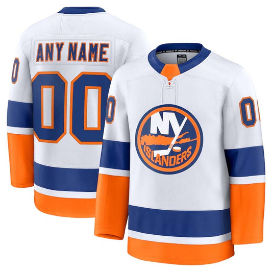 Custom NY.Islanders Fanatics Away Premium Jersey - White Stitched American Hockey Jerseys CustomName