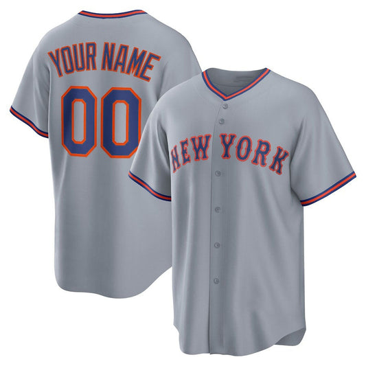 Custom New York Mets Away Jersey4u 2.0 Jersey ¨C Gray Stitched Baseball Jersey