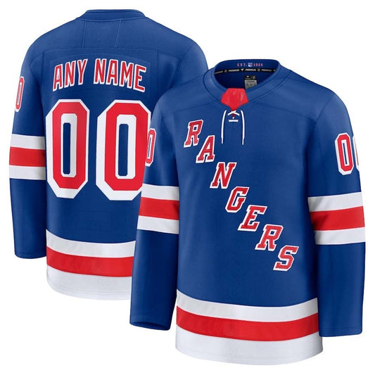Custom NY.Rangers Fanatics Home Premium Jersey - Royal Stitched American Hockey Jerseys CustomName