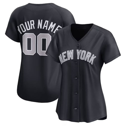 Custom New York Yankees Alternate Limited Jersey - Navy Stitched Baseball Jersey