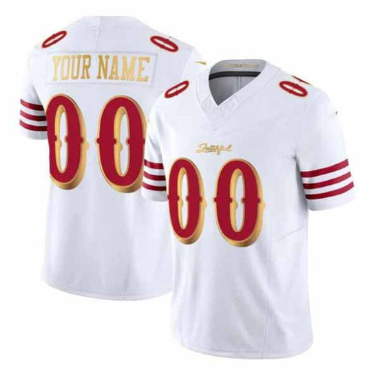 Custom SF.49ers Active Player White Gold 2025 F.U.S.E. Rivalries Vapor Limited Football Stitched Jersey-CustomName