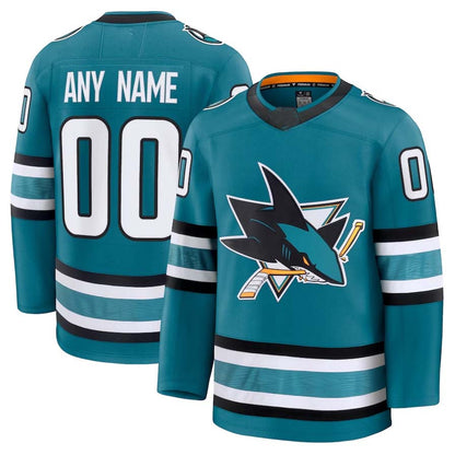 Custom SJ.Sharks Fanatics Home Premium Jersey - Teal Stitched American Hockey Jerseys CustomName