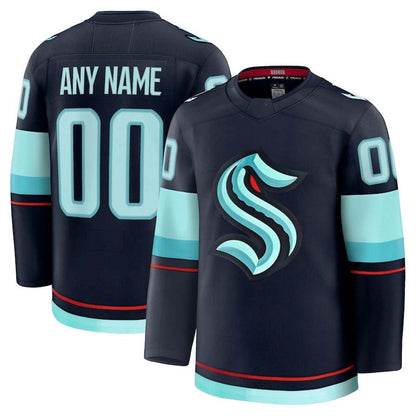 Custom S.Kraken Fanatics Home Premium Jersey - Deep Sea Blue Stitched American Hockey Jerseys CustomName