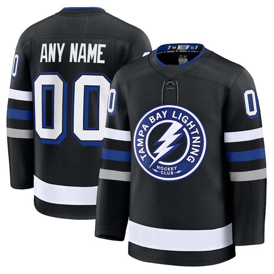 Custom TB.Lightning Fanatics Alternate Premium Jersey - Black Stitched American Hockey Jerseys CustomName