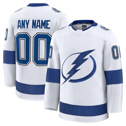 Custom TB.Lightning Fanatics Away Premium Jersey - White Stitched American Hockey Jerseys CustomName