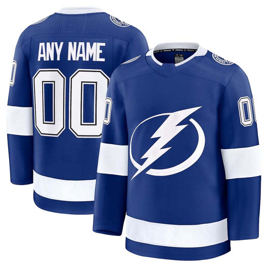 Custom TB.Lightning Fanatics Home Premium Jersey - Blue Stitched American Hockey Jerseys CustomName