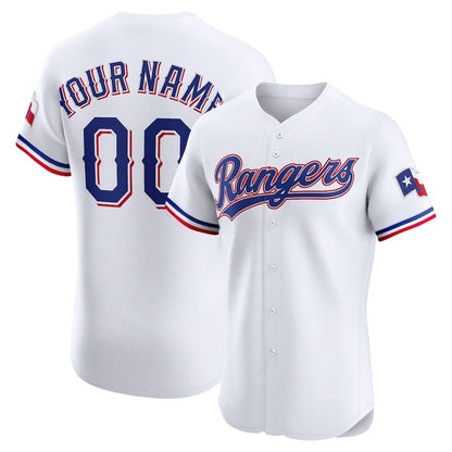 Custom Texas Rangers Home Elite Jersey ¨C White Stitched Baseball Jersey