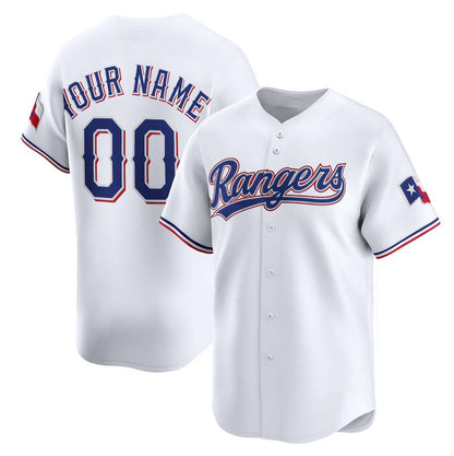 Custom Texas Rangers Home Limited Jersey - White Stitched Baseball Jersey