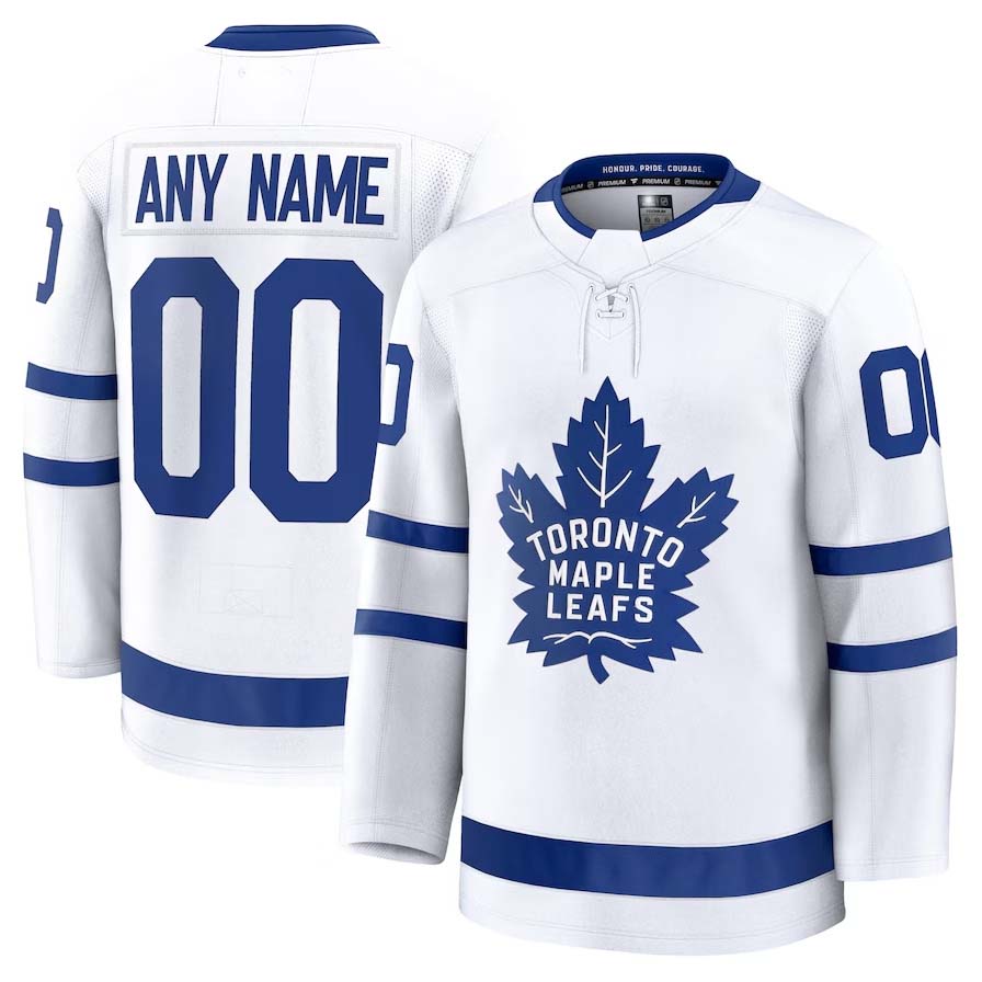 Custom T.Maple Leafs Fanatics Away Premium Jersey - White Stitched American Hockey Jerseys CustomName