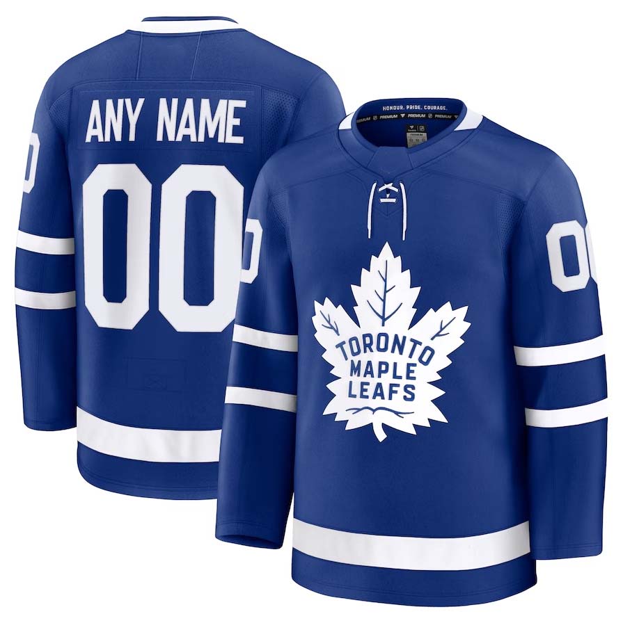 Custom T.Maple Leafs Fanatics Home Premium Jersey - Blue Stitched American Hockey Jerseys CustomName