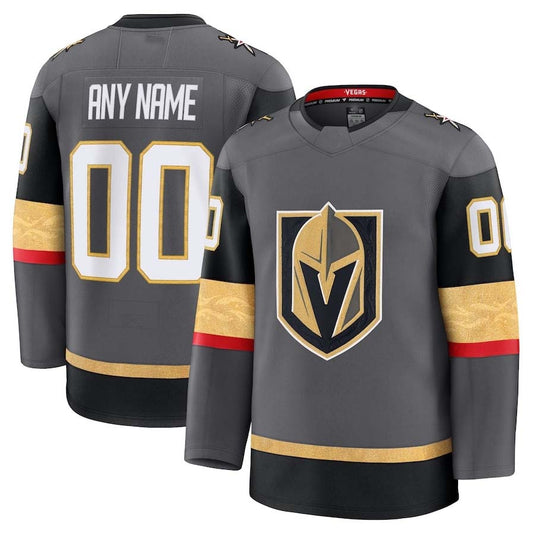 Custom V.Golden Knights Fanatics Alternate Premium Jersey - Gray Stitched American Hockey Jerseys CustomName