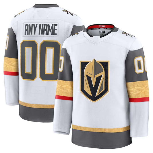 Custom V.Golden Knights Fanatics Away Premium Jersey - White Stitched American Hockey Jerseys CustomName