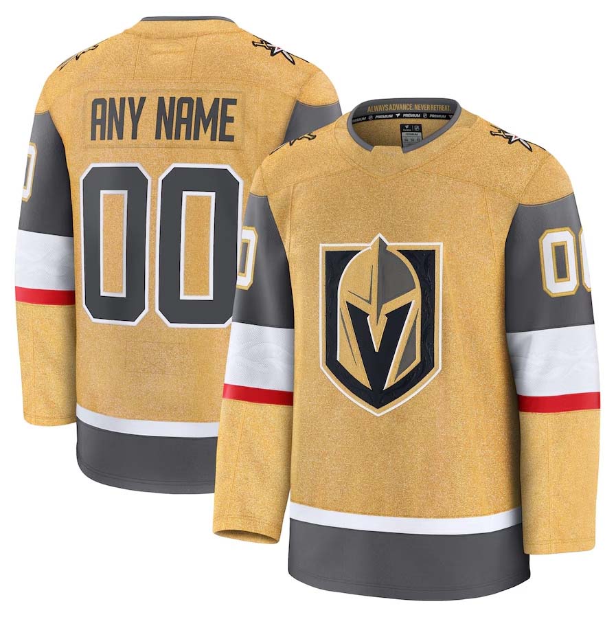 Custom V.Golden Knights Fanatics Home Premium Jersey - Gold Stitched American Hockey Jerseys CustomName