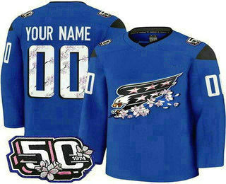 Custom W.Capitals Blue 50th Anniversary Authentic Stitched American Hockey Jerseys CustomName