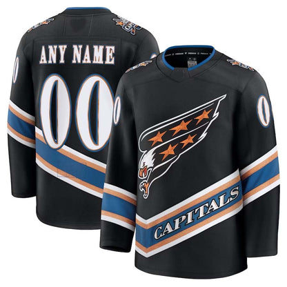Custom W.Capitals Fanatics Alternate 50th Anniversary Premium Jersey - Black Stitched American Hockey Jerseys CustomName