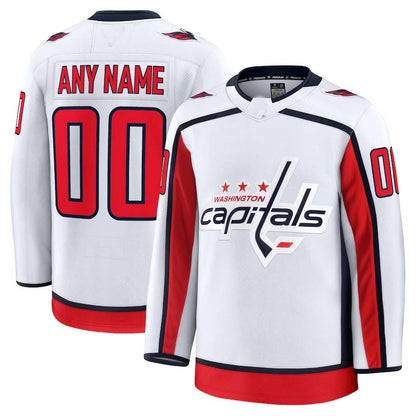 Custom W.Capitals Fanatics Away Premium Jersey - White Stitched American Hockey Jerseys CustomName
