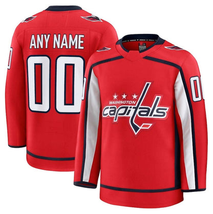 Custom W.Capitals Fanatics Home Premium Jersey - Red Stitched American Hockey Jerseys CustomName