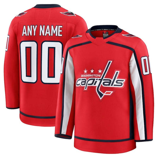 Custom W.Capitals Fanatics Home Premium Jersey - Red Stitched American Hockey Jerseys CustomName