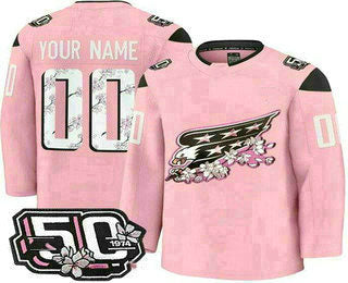 Custom W.Capitals Pink 50th Anniversary Authentic Stitched American Hockey Jerseys CustomName