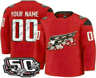 Custom W.Capitals Red 50th Anniversary Authentic Stitched American Hockey Jerseys CustomName