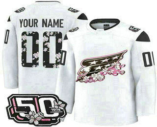 Custom W.Capitals White 50th Anniversary Authentic Stitched American Hockey Jerseys CustomName