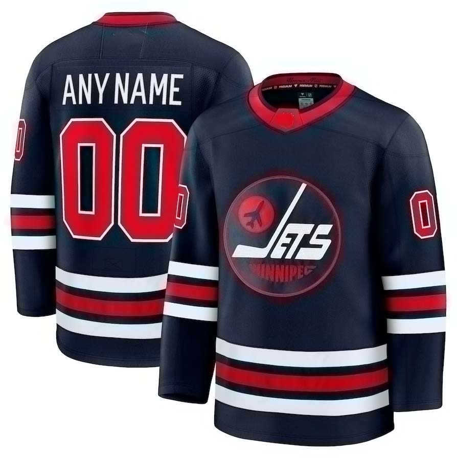 Custom W.Jets Fanatics Alternate Premium Jersey - Navy Stitched American Hockey Jerseys CustomName