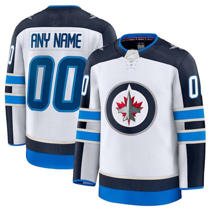 Custom W.Jets Fanatics Away Premium Jersey - White Stitched American Hockey Jerseys CustomName