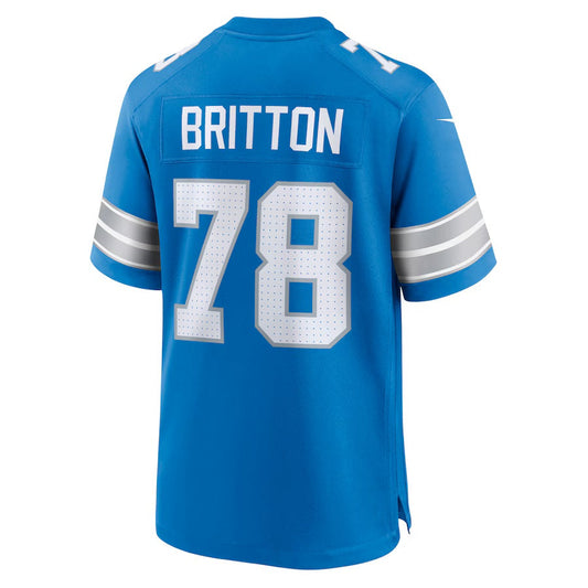 D.Lions #78 Gunner Britton Blue Team Game American Football Jersey
