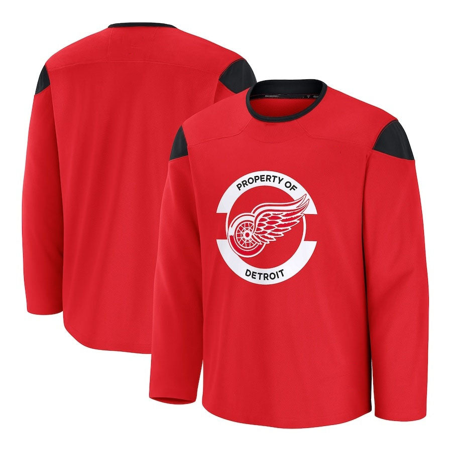 D.Red Wings Fanatics Home Practice Jersey - Red Stitched American Hockey Jerseys CustomName