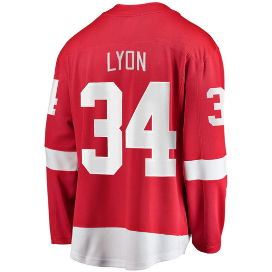 D.Red Wings #34 Alex Lyon Fanatics Home Breakaway Jersey - Red Stitched American Hockey Jerseys CustomName