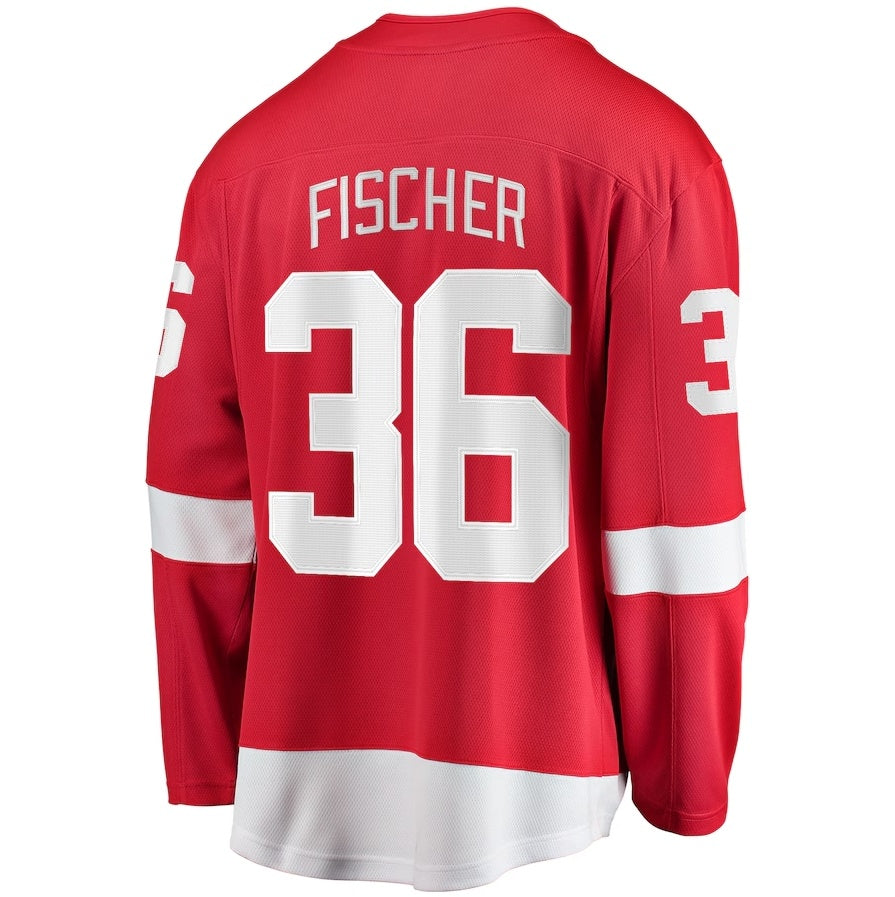D.Red Wings #36 Christian Fischer Fanatics Home Breakaway Jersey - Red Stitched American Hockey Jerseys CustomName